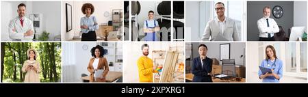 Collage de différentes professions, photos de diverses personnes Banque D'Images
