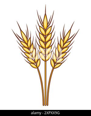 Épillets de blé dessinés à la main. Illustration vectorielle de style de dessin animé. Illustration de Vecteur
