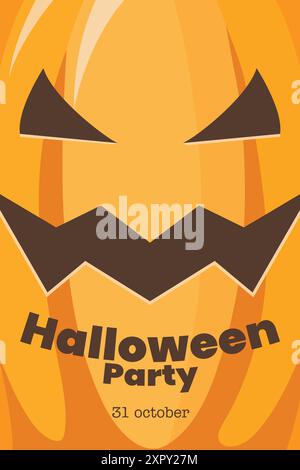 Affiche visage de citrouille d'Halloween. Affiche de bonne fête d'Halloween. Illustration vectorielle Illustration de Vecteur
