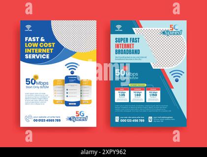 Service de connexion Internet prêt à imprimer un dépliant promotionnel ou un modèle d'affiche Illustration de Vecteur