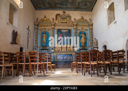 France, région Nouvelle-Aquitaine, Donzenac, intérieur de la Chapelle des Pénitents Banque D'Images