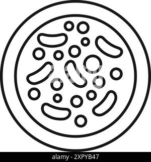Dessin au trait d'une boîte de Pétri contenant une colonie de bactéries Illustration de Vecteur