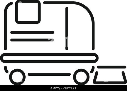 Machine de nettoyage frottant et polissant le sol, illustration d'icône de dessin au trait Illustration de Vecteur