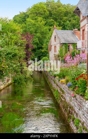 Paysage autour de la rivière Veules à Veules-les-Roses, commune du département de la Seine-maritime en région Normandie Banque D'Images
