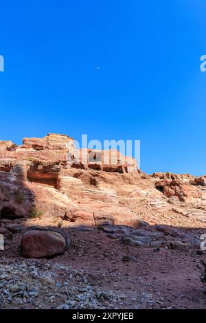 Ruines de l'ancienne ville nabatéenne de Petra, dans le désert de Wadi Musa en Jordanie Banque D'Images