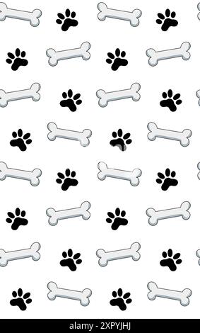 Seamless background - animal paw print et d'os Banque D'Images