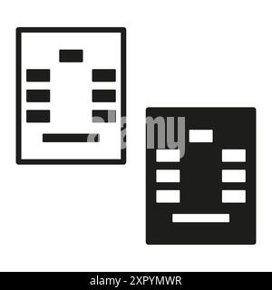 Icône de document professionnel. Symbole de facture. Conception vectorielle simple. Noir et blanc. Illustration de Vecteur