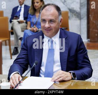 Roma, Italie. 08 août 2024. Il presidente di Confindustria Emanuele Orsini durante l'incontro con il ministro Urso a Roma, Gioved&#xec;&#xec;, 8 Agosto 2024 (Foto Roberto Monaldo/LaPresse) Confindustria Président Emanuele Orsini lors de la rencontre avec le ministre des entreprises Urso à Rome, jeudi 8 août 2024 (photo de Roberto Monaldo/LaPresse) crédit : LaPresse/Alamy Live News Banque D'Images