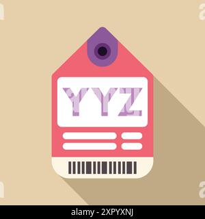 Étiquette de bagage rose comportant un code à barres et le code d'aéroport yyz, communément associé à l'aéroport international pearson de toronto Illustration de Vecteur