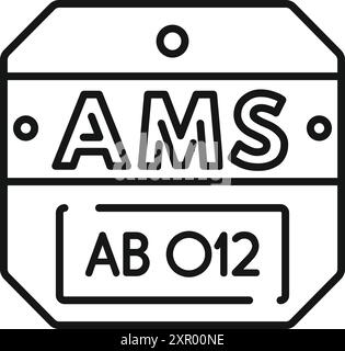 Dessin au trait noir et blanc d'une plaque d'immatriculation d'amsterdam, pays-bas montrant le code de la ville pour l'immatriculation du véhicule Illustration de Vecteur