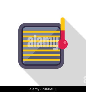 Radiateur chauffant une pièce avec une température élevée montrant sur un thermomètre Illustration de Vecteur