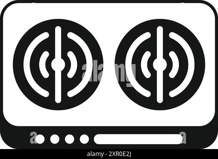 Icône simple d'une table de cuisson électrique double moderne dotée d'un panneau de commande tactile Illustration de Vecteur