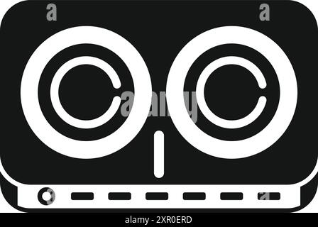 Icône de plaque de cuisson électrique double moderne dans le style glyphe, adapté à tout usage lié aux appareils de cuisson Illustration de Vecteur