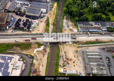 Luftbild. Strassensperrung A40, Ruhrschnellweg in Bochum, marode Brücke, Starssensperrung von Augist bis November 2024, Bochum, Nordrhein-Westfalen, Deutschland ACHTUNGxMINDESTHONORARx60xEURO *** vue aérienne fermeture de route A40, Ruhrschnellweg in Bochum, pont dilapidated, fermeture de route d'août à novembre 2024, Bochum Banque D'Images