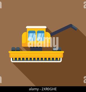 Moissonneuse-batteuse jaune travaillant dans un champ illustration sur fond marron Illustration de Vecteur