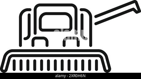 Moissonneuse-batteuse récoltant le blé dans le champ icône, style ligne mince Illustration de Vecteur