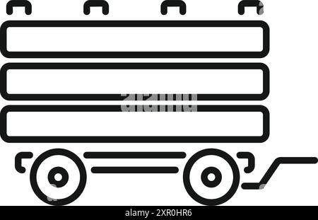 Icône de ligne simple d'un camion transportant des bûches de bois pour l'industrie forestière Illustration de Vecteur