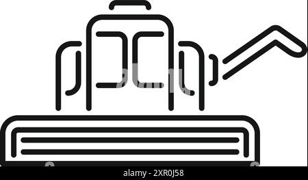 Moissonneuse-batteuse travaillant sur des terres agricoles récoltant l'icône de ligne de blé Illustration de Vecteur