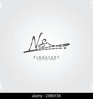 NS signature logo - modèle de logo vectoriel manuscrit pour l'alphabet NS Illustration de Vecteur