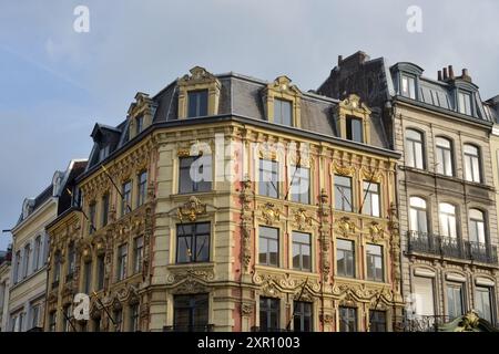 Façades flamandes de maisons historiques à Lille, France Banque D'Images