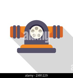 Ancien canon tirant un boulet de canon avec une longue ombre sur fond blanc Illustration de Vecteur