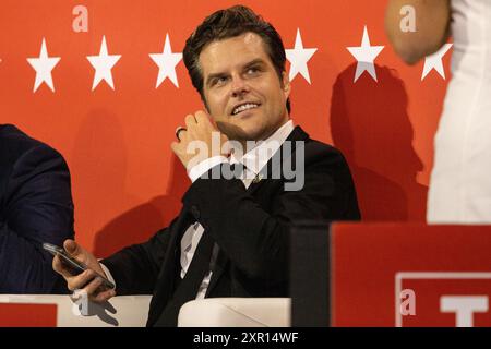 Milwaukee, États-Unis d'Amérique, 16 juillet 2024, Rep. Matt Gaetz (R-FL) à la Convention nationale républicaine à Milwaukee, Wisconsin. Banque D'Images