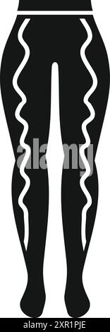 Icône de glyphe noir d'une femme portant des bas de compression pour les varices, un symbole de la santé des jambes Illustration de Vecteur