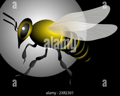 Grosse abeille sur fond sombre abstrait, élément de conception. Illustration de Vecteur