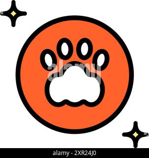 Imprimé pattes animales. Icône de couleur de patte de chien ou de chat. Panneau d'empreinte PET. Icône de tracé de chien. Illustration vectorielle simple isolée sur blanc. Illustration de Vecteur