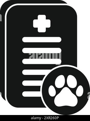 Cette icône simple présente un imprimé de pattes, représentant le concept de la santé animale Illustration de Vecteur