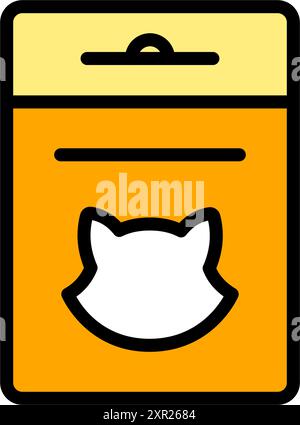 Icône de couleur d'emballage d'aliments pour animaux. Sac de nourriture pour chat. Pictogramme isolé sur fond blanc. Illustration de Vecteur