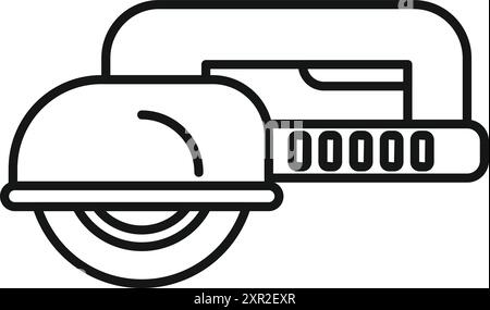 Icône de machine de découpe de scie circulaire à main électrique, style de contour Illustration de Vecteur