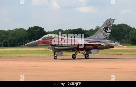 Lockheed Martin, Royal Danish Air Force, F-16AM Fighting Falcon à son arrivée au Royal International Air Tattoo 2024 Banque D'Images