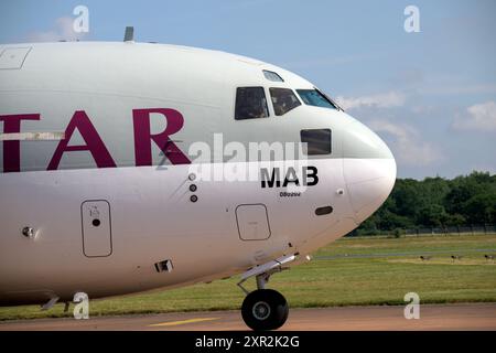 Qatar transport Squadron C17A Globemaster III, à son arrivée au Royal International Air Tattoo 2024 Banque D'Images