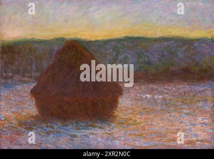 Pile de blé (dégel, coucher de soleil). Claude Monet, 1890/91. Banque D'Images