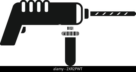 Silhouette noire d'une perceuse électrique, un outil puissant utilisé pour percer des trous dans divers matériaux Illustration de Vecteur