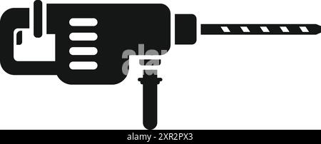 Silhouette noire d'une perceuse à percussion rotative, un outil puissant utilisé pour le forage et la démolition dans la construction Illustration de Vecteur