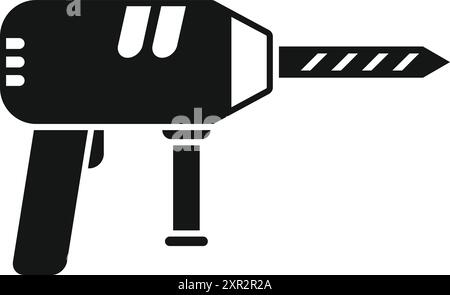 Silhouette noire d'une perceuse électrique puissante, outil essentiel pour les projets de construction, de rénovation et de bricolage Illustration de Vecteur