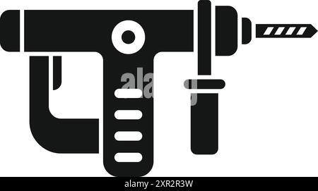 Silhouette noire d'une perceuse à percussion électrique robuste, idéale pour illustrer des concepts de construction, de rénovation ou de bricolage Illustration de Vecteur