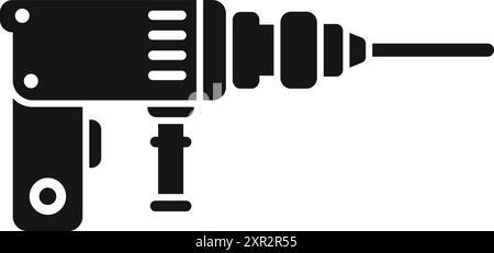 Silhouette noire d'une puissante perceuse à percussion rotative pour percer le béton et la pierre Illustration de Vecteur