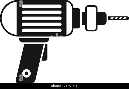 Silhouette noire et blanche d'une perceuse électrique, un outil puissant pour les travaux de construction et de réparation Illustration de Vecteur