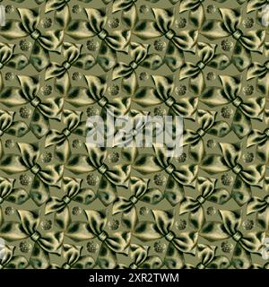Les arcs verts sur un fond vert sont faits avec des aquarelles comme un motif sans couture. Illustration comme modèle pour l'emballage cadeau, papier d'emballage, textil Banque D'Images
