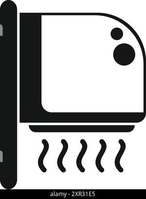 Simple icône noire et blanche d'un sèche-mains électrique soufflant de l'air chaud Illustration de Vecteur