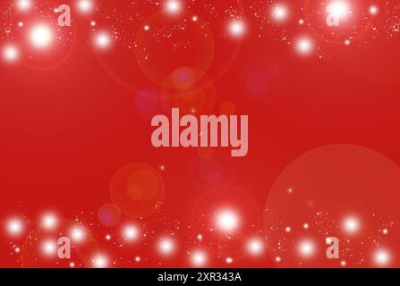 fond festif avec des lumières brillantes et étincelantes et des paillettes sur un fond rouge vif. Parfait pour Noël ou les créations et salutations sur le thème des fêtes Banque D'Images