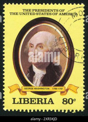 LIBERIA - VERS 1981 : timbre imprimé par Liberia, représentant le président des États-Unis George Washington, vers 1981 Banque D'Images