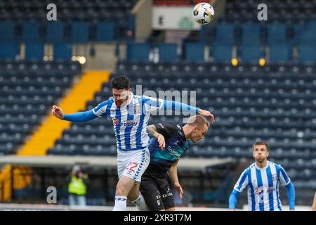 Kilmarnock, Royaume-Uni. 08 août 2024. Kilmarnock FC a joué Tromso il à Rugby Park, Kilmarnock, Ayrshire, Écosse, Royaume-Uni dans la 1ère manche d'une rencontre de L'EURO en European Conference League. Le score final était Kilmarnock 2 - 2 Tromso, avec la 2e manche à jouer le 15 août en Norvège. Les buts ont été marqués par K Vassell, Kilmarnock 9 (6 minutes), B Wales, Kilmarnock 24 (90 2 minutes), J Romsaas, Tromso 10 (50 minutes) et l Nordas, Tromso 9 (64 minutes). Crédit : Findlay/Alamy Live News Banque D'Images