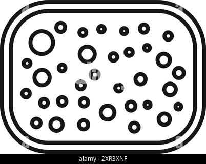 Dessin au trait d'une boîte de Pétri contenant des colonies de bactéries en croissance Illustration de Vecteur