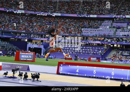 DAVIS-WOODHALL Tara de United States of America Athletics Women&#39;s long Jump final lors des Jeux Olympiques de Paris 2024 le 8 août 2024 à State de France à Saint Denis, France Banque D'Images