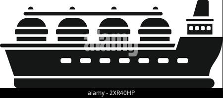Icône noire et blanche d'un navire-citerne de gnl transportant du gaz naturel liquéfié à travers l'océan Illustration de Vecteur