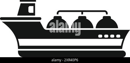 Icône noire et blanche d'un grand cargo transportant du gaz naturel liquéfié Illustration de Vecteur